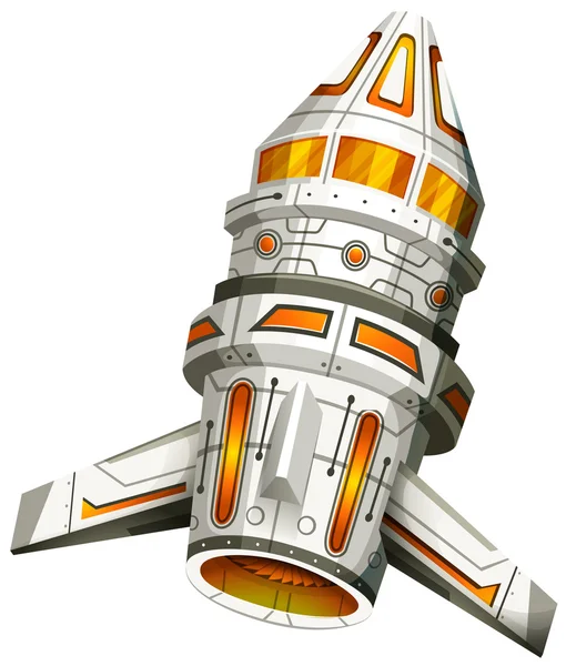 白い背景の上の翼を持つ宇宙船 — ストックベクタ