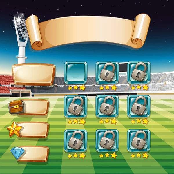 Modèle de jeu avec fond de terrain de football — Image vectorielle