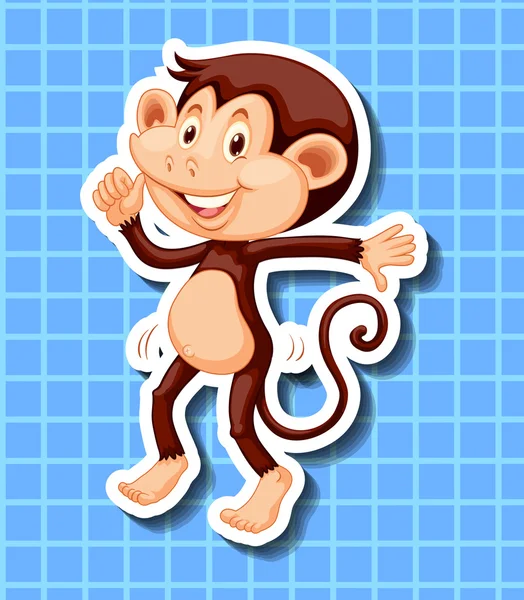 Little monkey dancing on blue background — Stock Vector