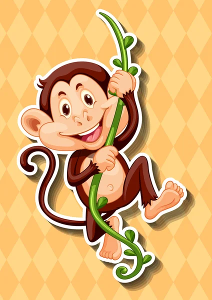 Cute monkey climbing the vine — Stock Vector