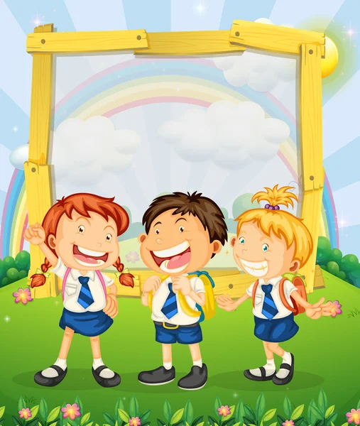 Children in school uniform standing on the park