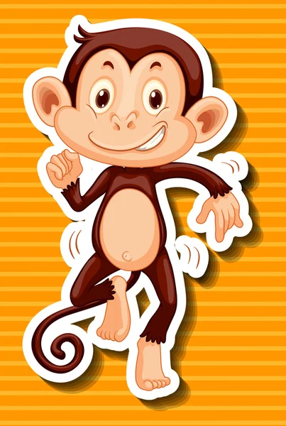 Monkey dancing on yellow background — Stock Vector