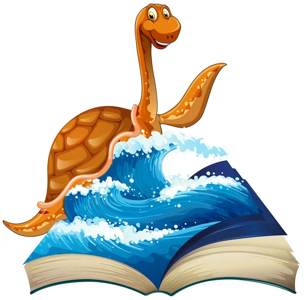 Χαριτωμένος δεινόσαυρος στη θάλασσα — Διανυσματικό Αρχείο