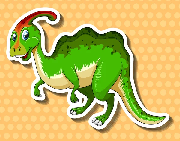 Dinosauro verde su sfondo polkadots — Vettoriale Stock