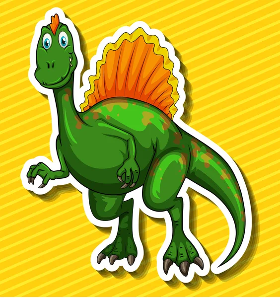 Зеленый динозавр на жёлтом фоне — стоковый вектор