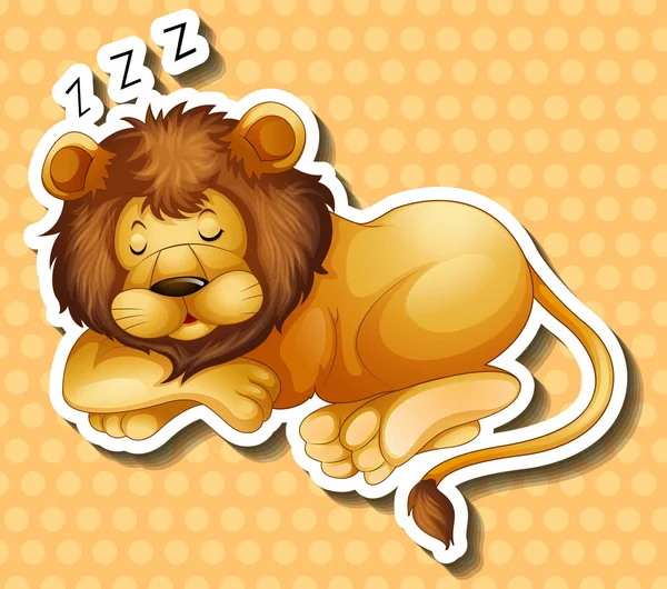 Lion sleeping on polkadots background — Stock Vector