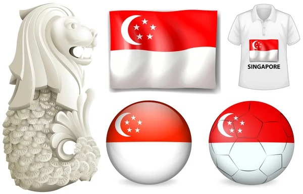 Singapore Flagge und Symbol — Stockvektor