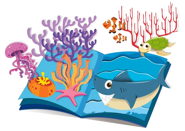 Book of underwater and sea animals — Stock Vector