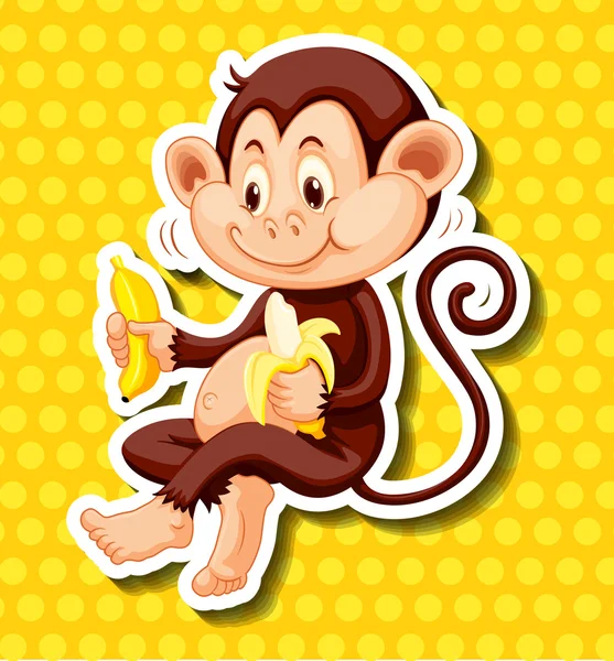 Muz yiyen sevimli maymun — Stok Vektör