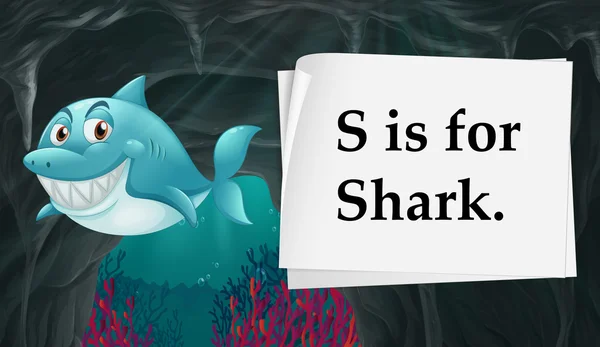 Letter S is for shark — Stock Vector