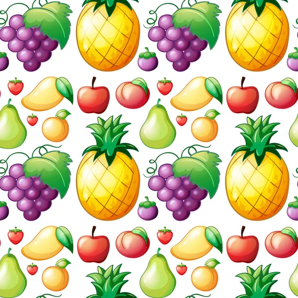 Sans couture différents types de fruits — Image vectorielle