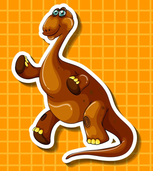 Brown dinosaur on yellow background — Stock Vector