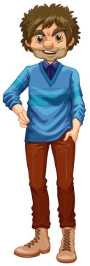 Kazak ve çizmeler giyen hipster adam