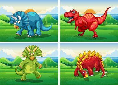 Dört dinozorlar alanında ayakta