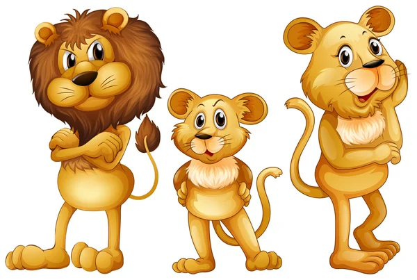 Lion familie permanent samen — Stockvector