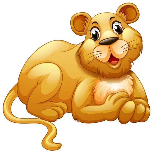 Lion mignon avec visage heureux — Image vectorielle
