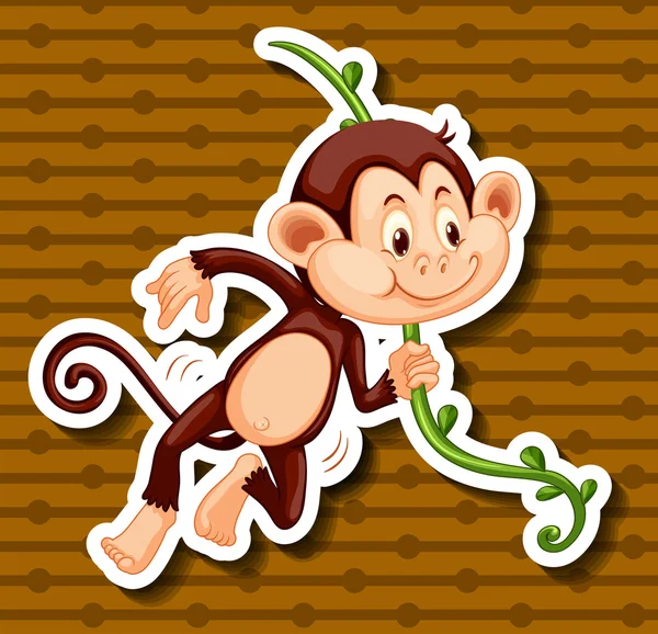 Little monkey hanging on the vine — Stock Vector