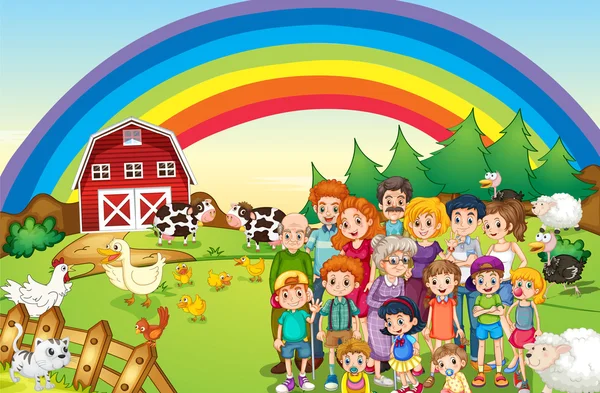 Členové rodiny, žijící na farmě — Stockový vektor
