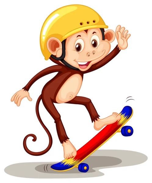 Monkey playing on skateboard — Stock Vector