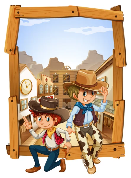 Dos vaqueros en el campo — Vector de stock