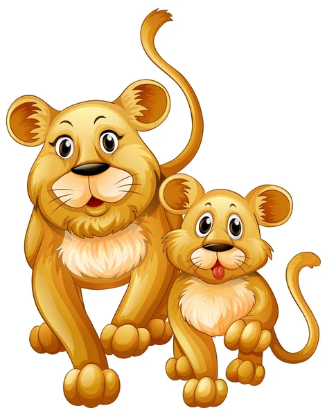 Mother lion and little cub — Stock Vector