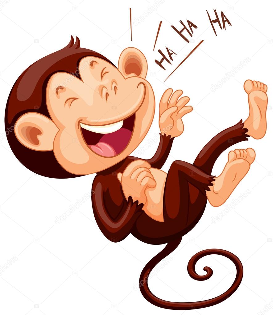 Little monkey laughing alone