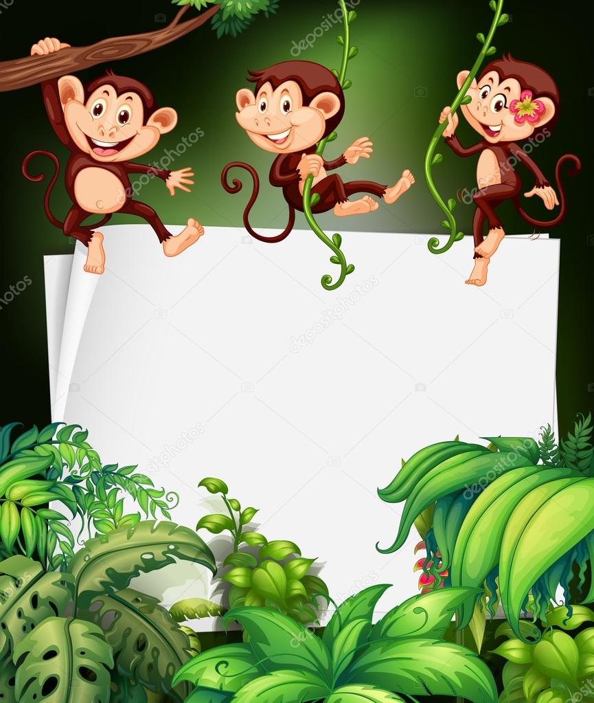 Border design with monkey on the tree