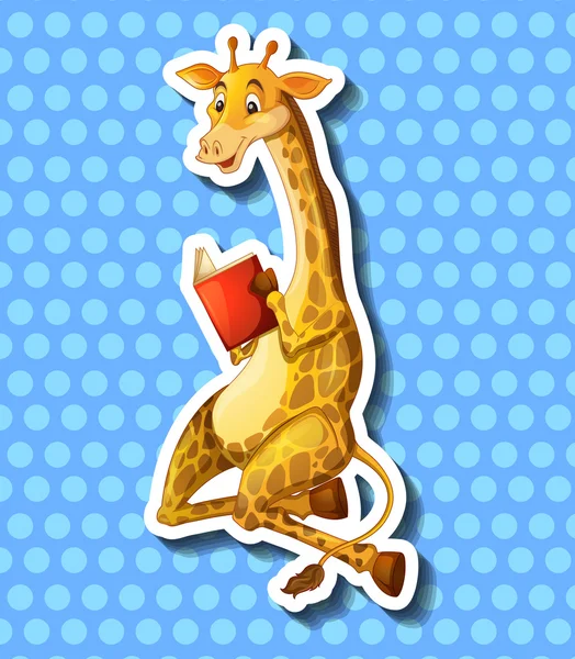 Söt giraff läsa bok — Stock vektor