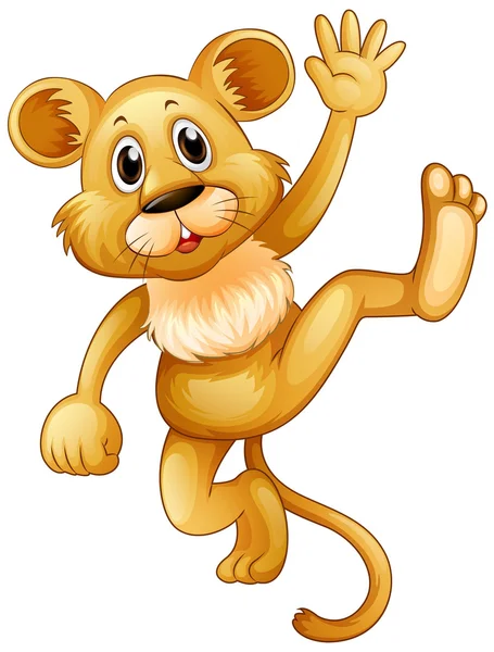 Little lion waving hand — Stock Vector