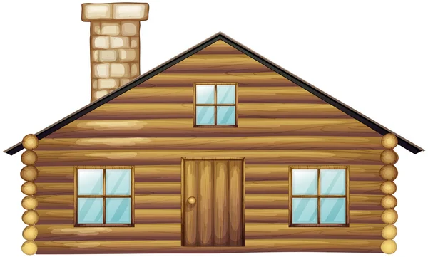 Casa de madeira com chaminé — Vetor de Stock