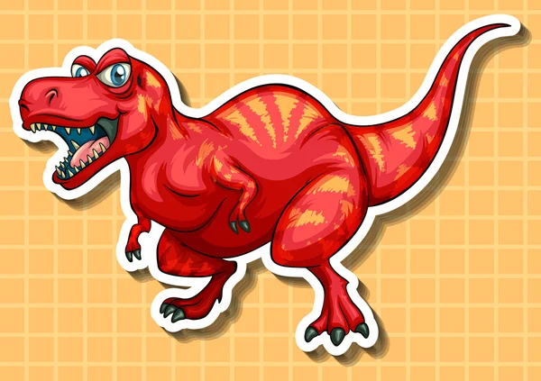 Red dinosaur with sharp teeth — Stock Vector