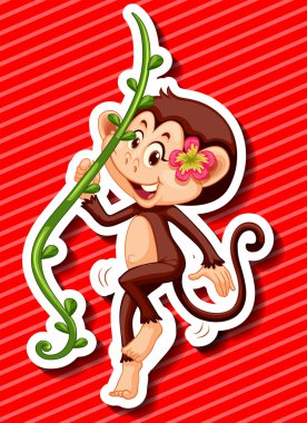 Dalında asılı çiçek ile maymun