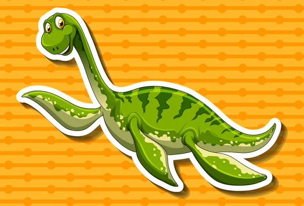 Green dinosaur with long neck — Stock Vector