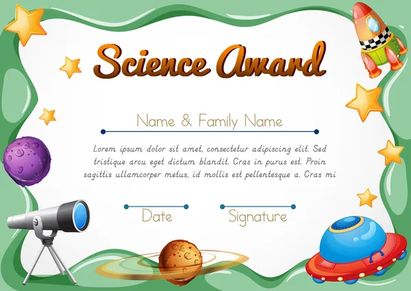 Certificering sjabloon voor science award — Stockvector