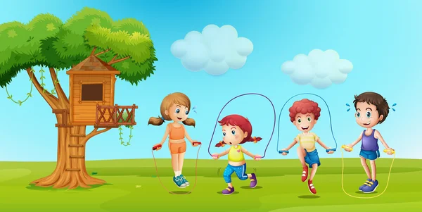 Barn hopprep i parken — Stock vektor