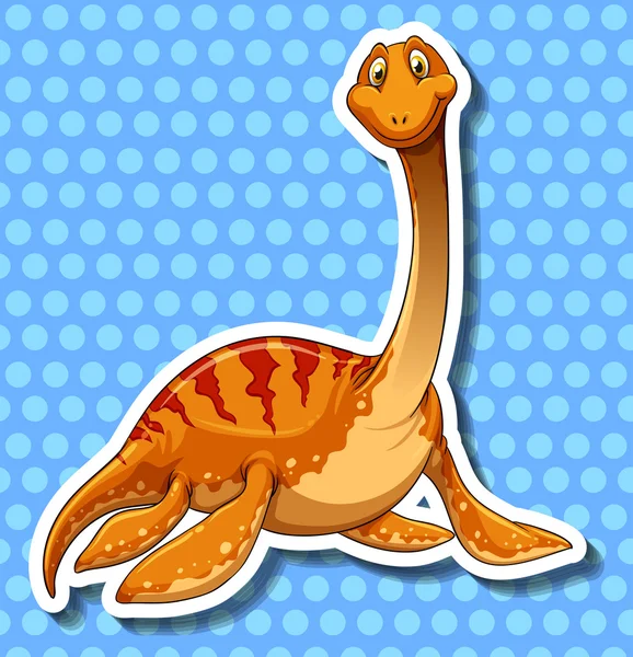 Dinosaur with long neck on blue screen — Stock Vector