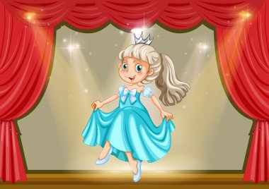 Girl in princess costume on stage clipart