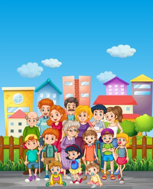 Sokakta duran aile üyeleri