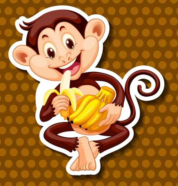 Monkey eating banana alone — Stock Vector