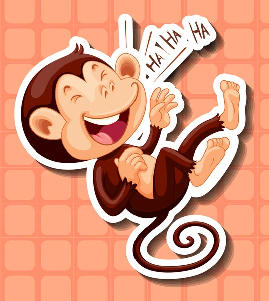 Monkey laughing on orange background — Stock Vector