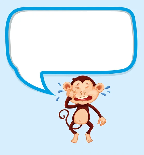 Speech bubble with monkey crying — Stock Vector