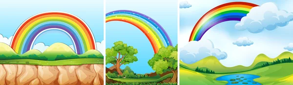 Nature scenes with rainbow — Stock Vector