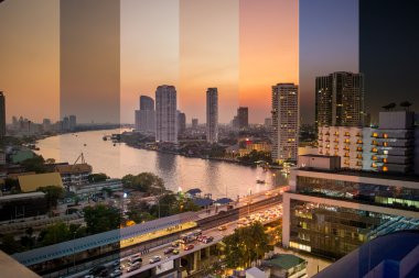 Light change during sunset in Bangkok