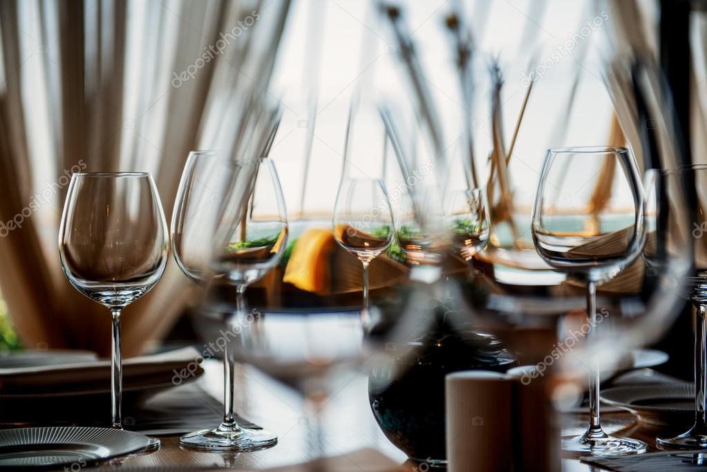 Served table with glasses