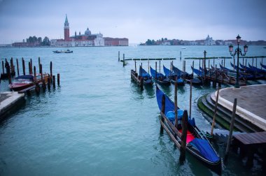Wooden gondolas at St Marco Square