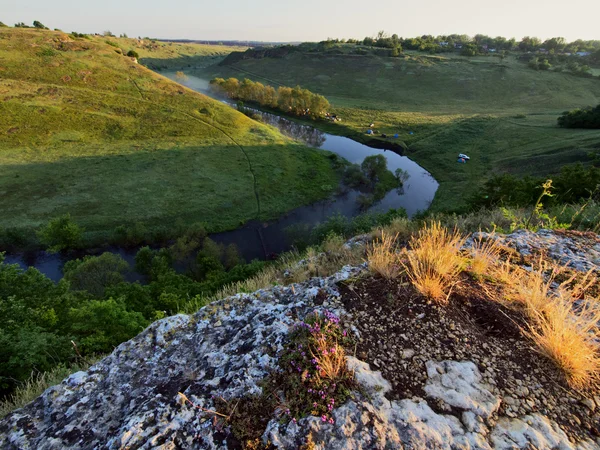 Landscape with river in a gorge — Stockfoto