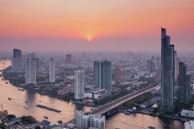 Panorama view over Bangkok skyline