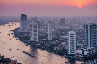 Bangkok ufuk çizgisinin Panorama manzarası