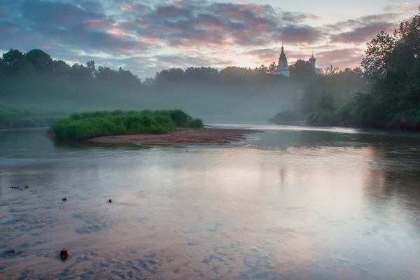 Morning in russian village — Stockfoto