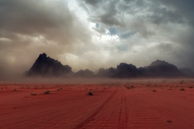 Sandstorm in Wadi Rum desert clipart